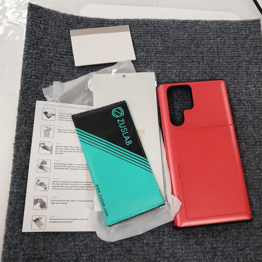 RED Credit Card Holder Wallet Case Cover For Samsung Galaxy S22 Ultra